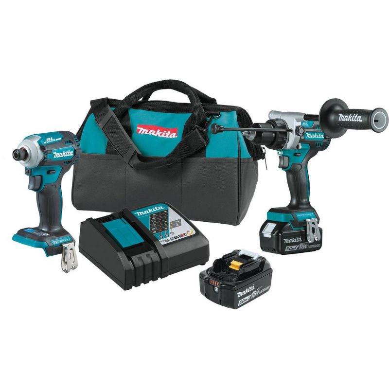 Photo 1 of Makita XT288T 18V LXT Lithium?Ion Brushless Cordless 2?Tool Combo Kit with 1/2" Hammer Driver-Drill and 4-Speed Impact Driver 5.0Ah
