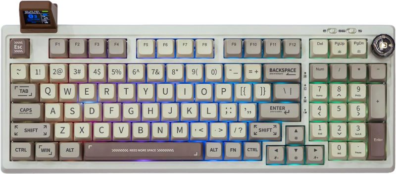 Photo 1 of EPOMAKER RT100 97 Keys Gasket BT5.0/2.4G/USB-C Mechanical Gaming Keyboard with Customizable Display Screen, Knob, Hot Swappable Socket, 5000mAh Battery for Win/Mac(Epomaker Flamingo Switch) 