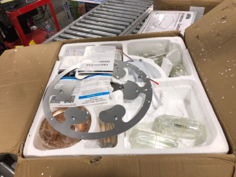 Photo 1 of OBCGT 42 Inch Crystal Ceiling Fan with Light, Modern Ceiling Fan Remote Color Changeable, 4-Blade Retractable Led Fan Chandelier Indoor for Living Room, Bedroom, Dining Room, Gold