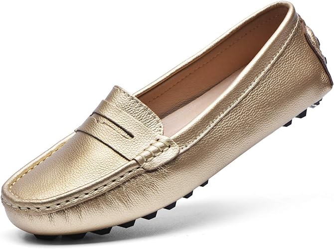 Photo 1 of [Size 6] BEAUSEEN Womens Loafers Designer Loafers Women Shoes Leather Women Driving Loafers - Gold