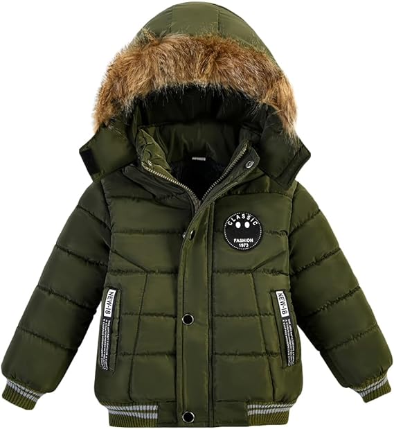 Photo 1 of [Size 3-4T] AMIYAN Toddler Boys Down Jacket Fur Collar Hood Thick Warm Winter Snowsuit Coat Parka

