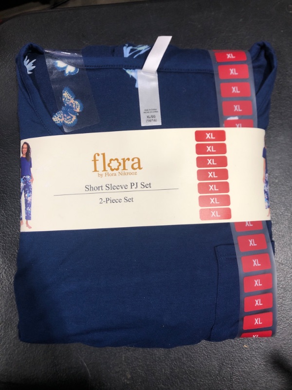 Photo 2 of [Size XL] Flora Short Sleeve PJ Set 2pc- Blue Floral