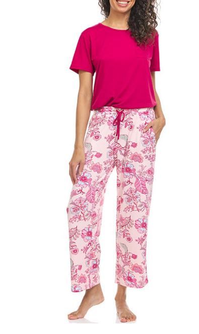 Photo 1 of [Size M] Flora Short Sleeve PJ Set 2pc- Raspberry Floral