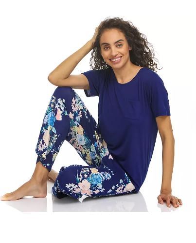 Photo 1 of [Size XL] Flora Short Sleeve PJ Set 2pc- Blue Floral