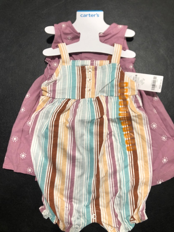 Photo 1 of [Size 12mo] Carter's Baby Girl Size 12 Months 3 Pc Cotton Bodysuit Dress Set