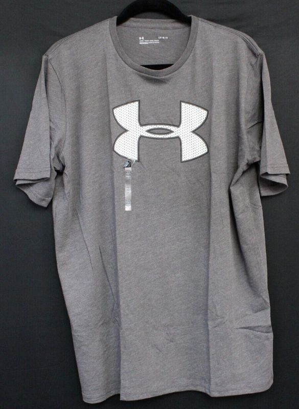 Photo 1 of [Size L] Under Armour Men's Logo Shirt Size Large L Short Sleeve T Shirt Gray White Logo
