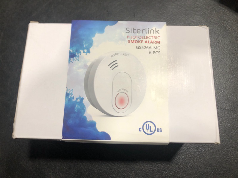 Photo 2 of SITERLINK Smoke Detectors 10-Year Battery Operated, Photoelectric Sensor Smoke Alarm with Test-Silence Button, UL Listed Fire Alarms Smoke Detectors with LED Lights for Home, GS526A (6 Pack) 10 Year Lifetime 6Packs