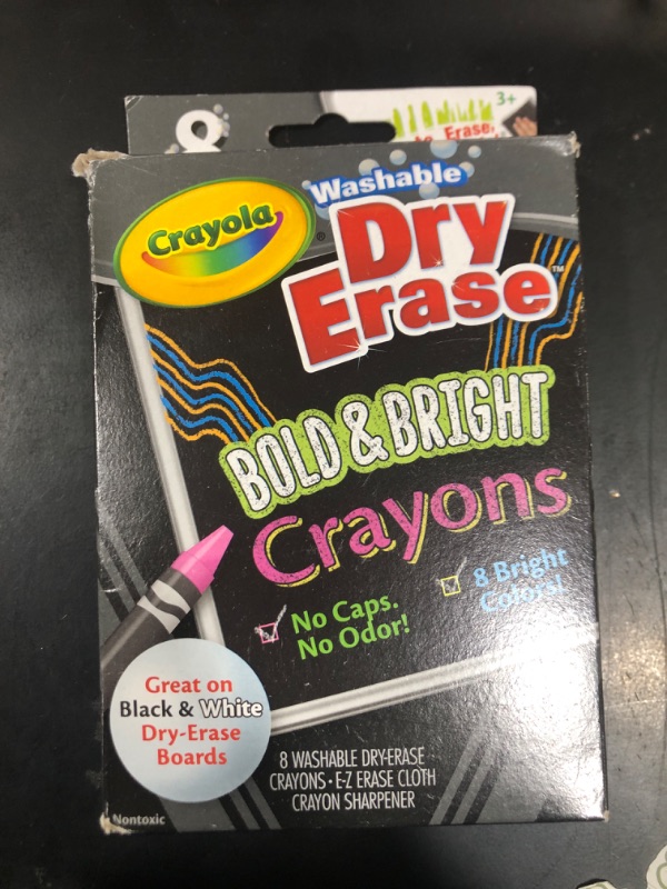 Photo 2 of Crayola Washable Dry Erase Crayons w/E-Z Erase Cloth, 8/Box (CYO985202)