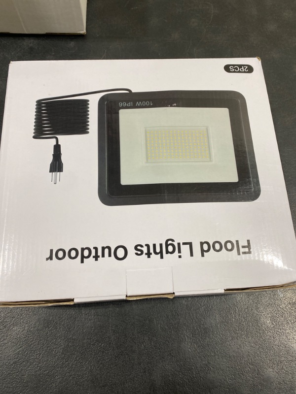 Photo 1 of LED Flood Lights Outdoor, 100W 10000LM Outside Work Light with Plug IP66 Waterproof, 6000K Portable Exteriores Security Floodlights for Yard, Garden, Stadium, Playground (2 Pack) 100W-2Pack
