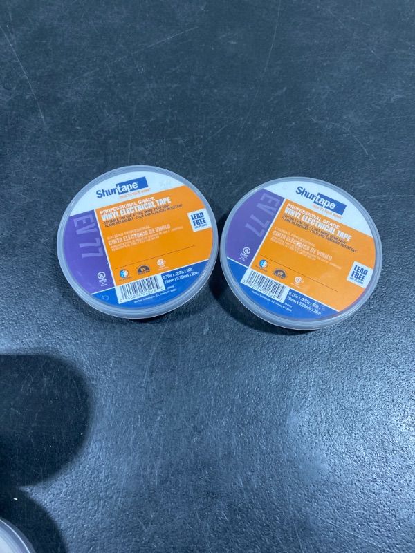 Photo 2 of 2 PACK- Shurtape EV 77 Professional Grade, All-Weather Color Vinyl Electrical Tape, UL Listed/CSA Approved, 7.0 Mil, Purple, 3/4 Inch x 66 Feet, 1 Roll (104699) Pro Purple