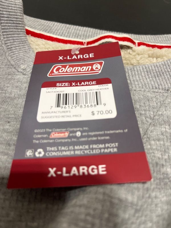 Photo 1 of Coleman Men's Sherpa Lined Long Sleeve Crew - 
Color: Cool Grey Heather - size xlarge 
