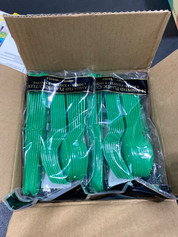 Photo 2 of 12 PACK Green Disposable Cutlery