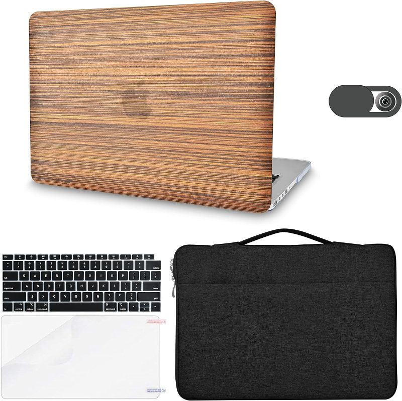 Photo 1 of KECC Compatible with MacBook Pro 13 inch Case A2159 A1989 A1706 A1708 Touch Bar Italian Leather Hard Shell + Keyboard Cover + Sleeve Bag+ Screen Protector + Webcam Cover (Wood Leather 32)