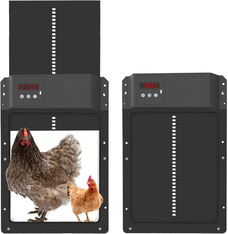 Photo 1 of 2023 New Automatic Chicken Coop Door, Chicken Coop Door Opener with Light Sensor and Timer Control Open/Close, Multi-Modes Auto Chicken Coup Door Battery Powered Upgrade 2.0