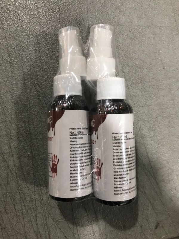 Photo 1 of 2PCS Blood Splatter 2.0 fl oz, Makeup Blood Splatter,Fake Blood Spray, Halloween Liquid Blood for Clothes, Zombie, Vampire and Monster SFX Makeup and Dress Up