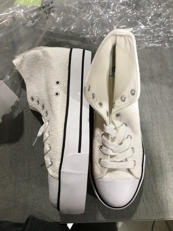 Photo 1 of Adokoo Women’s High Top Canvas Shoes Platform Sneakers White Casual Fashion Walking Shoes for Women 11