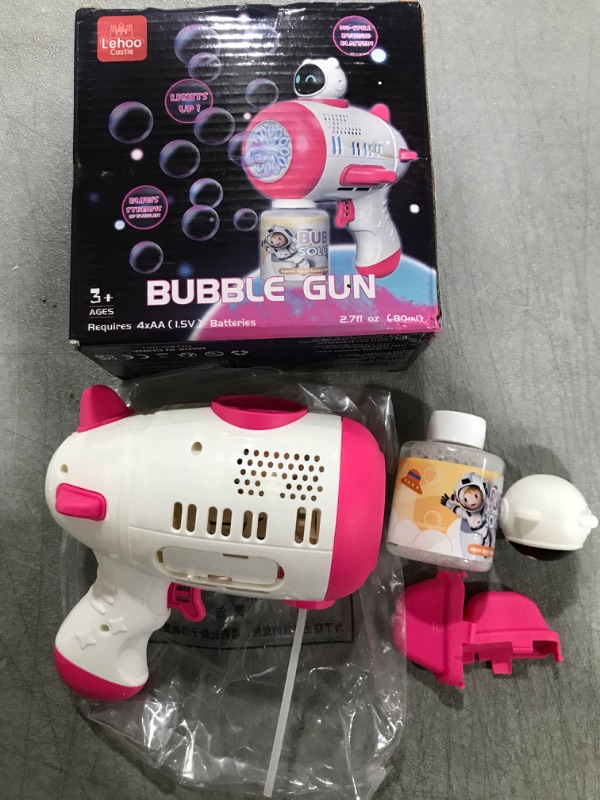 Photo 2 of Bubble Guns for Kids, Bubble Machine Guns for Girls, Bubble Maker Blaster with LED Light, Bubble Blower for Party Favors, Summer Outdoor Wedding Bubbles Toys, Gift for Boys and Girls(Pink)