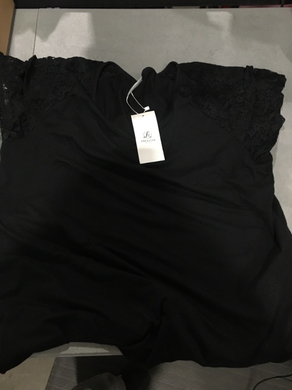 Photo 1 of SeSe Code Womens Ruffle 3/4 Sleeve Mesh Blouses Loose Flowy Tops Stretchy Shirts Soild Black XX-Large