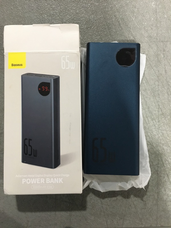 Photo 1 of Baseus Power Bank, 65W 20000mAh Laptop Portable Charger, Fast Charging USB C 4-Port PD3.0 Battery Pack for MacBook Dell XPS IPad iPhone 14/13/12 Pro Mini Samsung Switch Blue