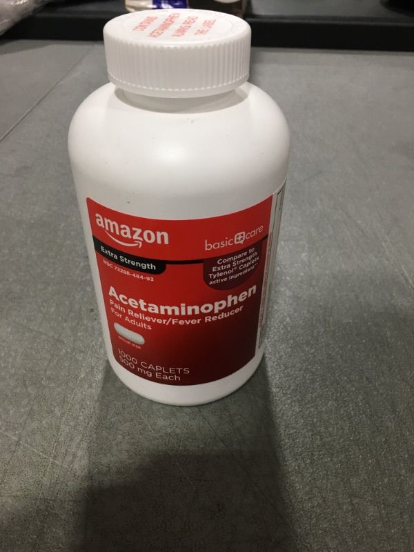 Photo 2 of Amazon Basic Care Extra Strength Pain Relief, Acetaminophen Caplets, 500 mg, 1000 Count 1000 Count (Pack of 1) Extra Strength