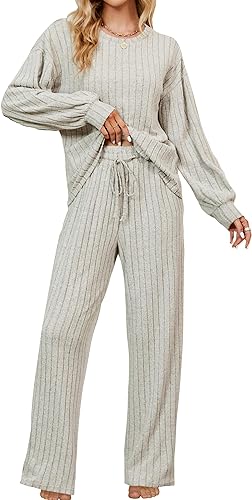 Photo 1 of Blooming Jelly Womens Lounge Set Cute Long Sleeve Pajama Sets Casual 2 Piece Pj Outfit Fall Sleepwear Pockets LARGE
