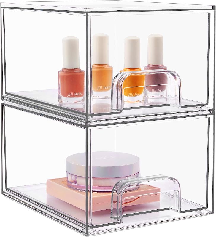 Photo 1 of 2 Pack Stackable Makeup Organizer Storage Drawers, Vtopmart 4.4'' Tall Acrylic Bathroom Organizers?Clear Plastic Storage Bins For Vanity, Undersink, Kitchen Cabinets, Pantry Organization and Storage