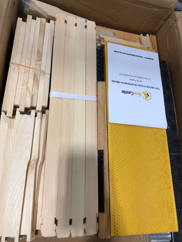 Photo 3 of 8 Frame Bee Hive Complete Beehive Kit, 100% Beeswax Coated Bee Hive Includes Frames and Beeswax Coated Foundation Sheet (2 Layer)