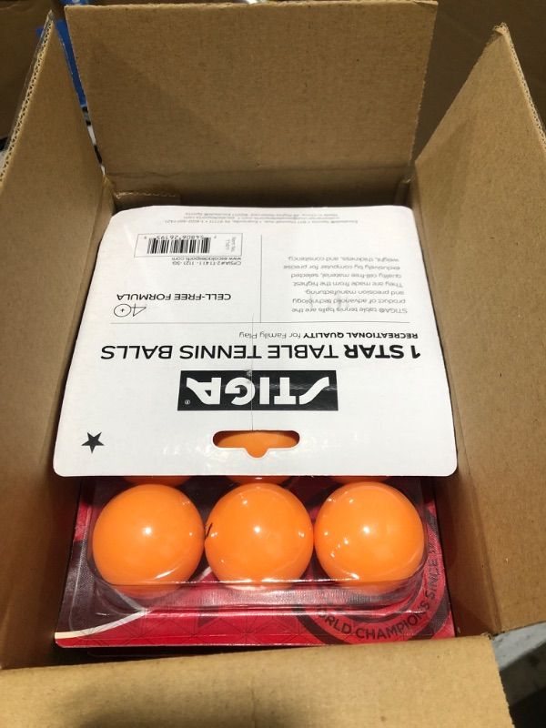 Photo 1 of STIGA Orange 1 Star Table Tennis Balls 40mm ITTF Regulation Size and Weight Ping Pong Balls - Perfectly Round - Ideal for Recreational Play 6-Pack (pack of 12)
