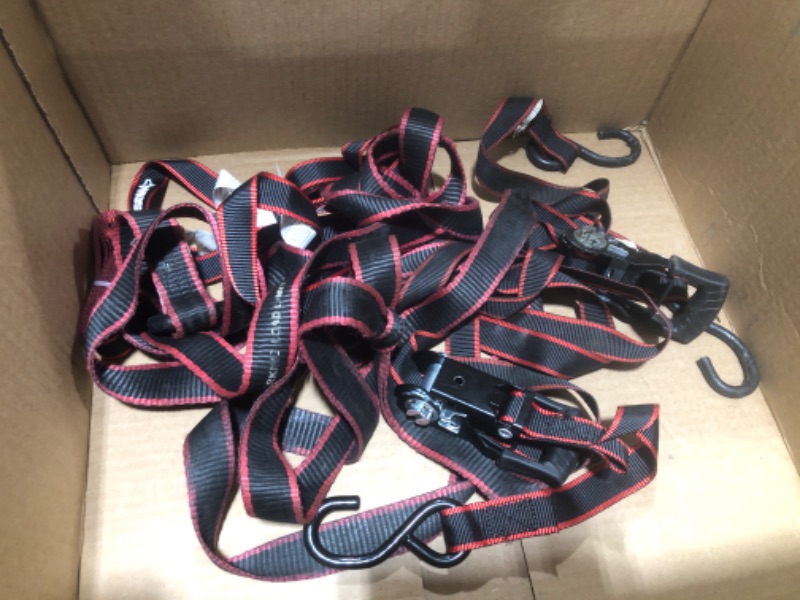 Photo 1 of 12 ft. x 1 in. Ratchet Tie-Down Straps with S-Hook (2-Pack)