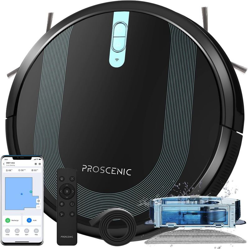 Photo 1 of Proscenic 850T Robot Vacuum and Mop Combo, WiFi/App/Alexa/Siri Control, Robotic Vacuum Cleaner with Gyro Navigation, Boundary Strip Included, Self-Charging,...
