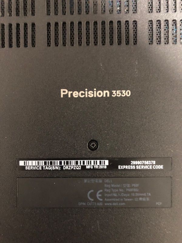 Photo 6 of Dell Precision 3530 15.6 Inch FHD Workstation Laptop PC, Intel Core i7-8850H Prossor 2.6GHz, 32GB RAM, 1TB SSD, HDMI, VGA, RJ-45, NVIDIA Quadro P600 4GB Wins 10 Pro(Renewed)