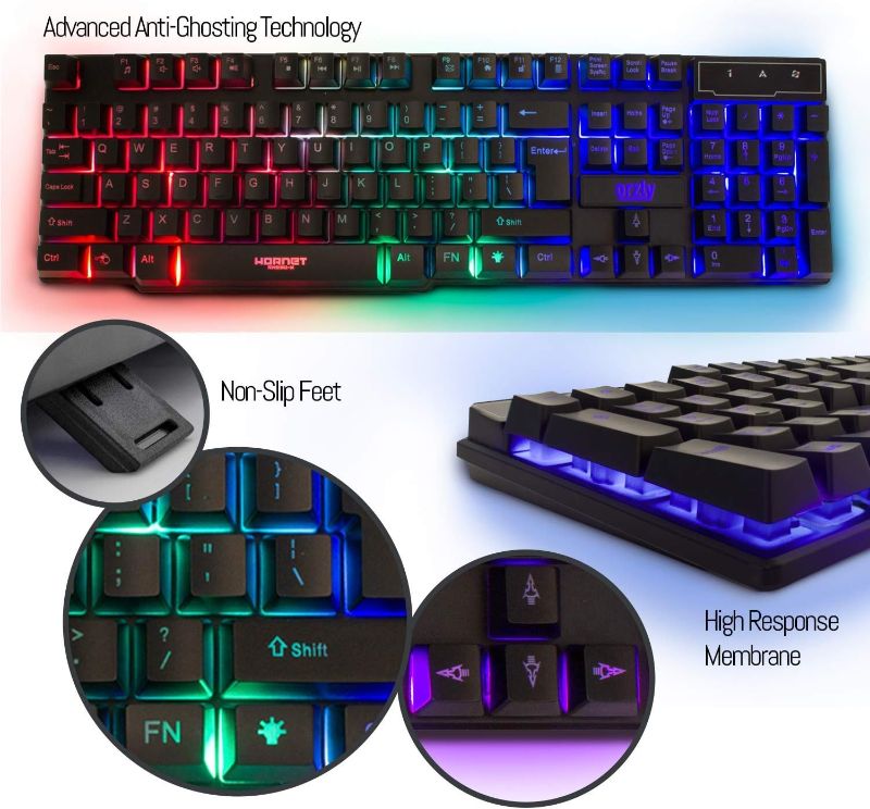 Photo 1 of Gaming Keyboard and Mouse and Mouse pad and Gaming Headset, Wired LED RGB Backlight Bundle for PC Gamers and Xbox and PS4 Users - 4 in 1 Edition Hornet RX-250
Visit the Orzly Store