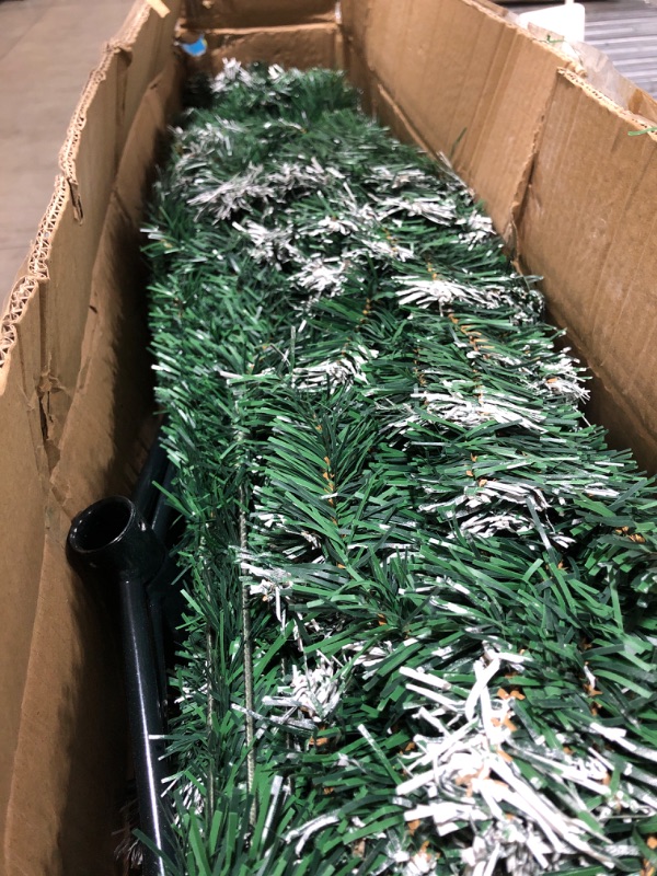 Photo 2 of 7FT Premium Spruce Snow Flocked Artificial Holiday Christmas Tree for Home, Office, Party Decoration w/ 1,100 Branch Tips, Easy Assembly, Metal Hinges & Foldable Base (Snow) 7ft/1100 Branch/Snow