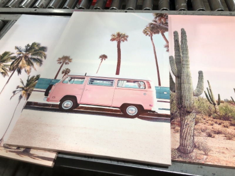 Photo 1 of 3 Painted canvas 16x20In - Palm trees & Van - Cactus in Desert - Palm trees & Beach