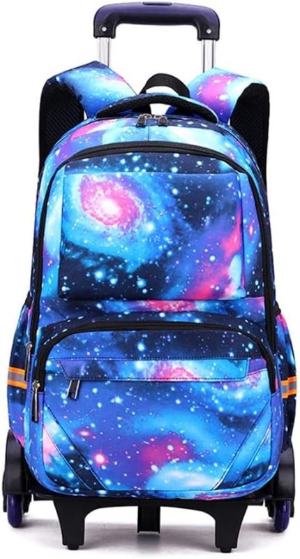 Photo 1 of Blue-Galaxy Rolling-Backpack Bookbag on Wheels with Lunch Bag