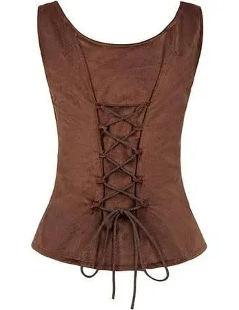 Photo 1 of [Size M] Renaissance Shirts for Women Summer- Lace Up Top Tshirt - Brown