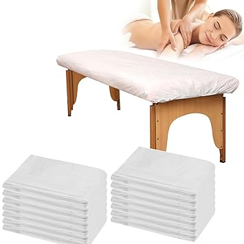 Photo 1 of 20 PCS Disposable Thin Massage Table Covers Fitted Bed Sheets 82 x 35 inches Soft Breathable.Not Waterproof (White) 