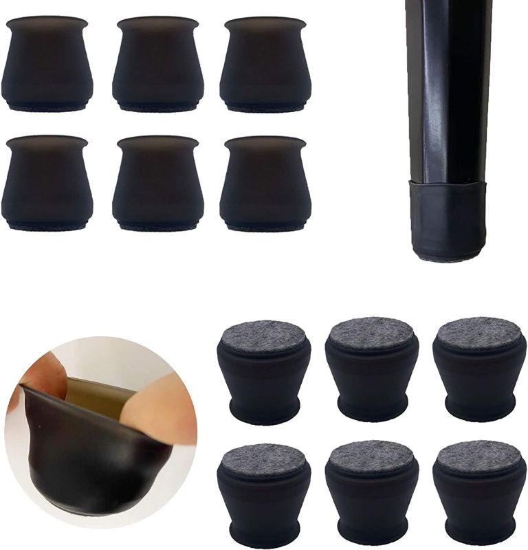 Photo 1 of 16 PCS Chair Leg Floor Protectors with Felt Bottom|Round&Square Silicone Chair Leg Covers for Mute Furniture Moving|Elastic Chair Leg Caps to Prevent Scratches. (Black, Small)