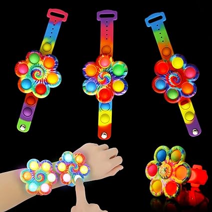 Photo 1 of FIGROL 3 Pack Christmas Party Favors for Children, Light Up Bracelet Spinners Glow in The Dark, Classroom Prizes Goodie Bag Stuffers, Return Gifts for Kids Birthday Party Supplies 