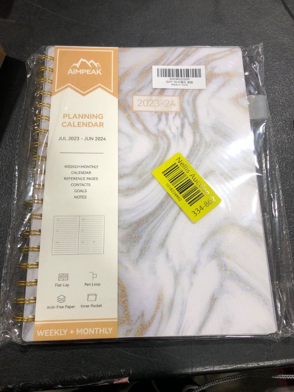 Photo 2 of Planner 2023-2024, Academic Year Weekly and Monthly Planner, Jul. 2023 - Jun. 2024, AIMPEAK Weekly Planner 2023-2024 with Monthly Tabs, Flexible Cover?Spiral Binding, White Marble, 7"x10" White Marble 2023-24-B5