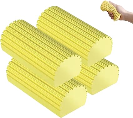 Photo 1 of 4-Pack Damp Clean Duster Sponge, Sponge Cleaning Brush, Duster for Scrubbing Blinds Skirting Boards Window Panes Ceiling Fans Ventilation Vents Reusable Sponge Cleaning Tool Easy Rinsing 