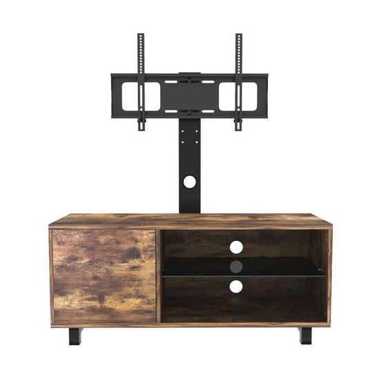 Photo 1 of 15.75 in. W Rustic Brown TV Console with push-to-open Storage Cabinet for TV up to 65 in .Wood or Glass TV Stand
