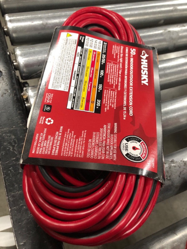 Photo 2 of husky 50 ft. red and black 16/3 medium-duty indoor/outdoor extension cord