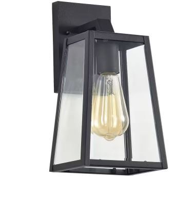 Photo 1 of 1-Light Black Hardwired Outdoor Wall Lantern Sconce Porch Light With Clear Glass(2-Pack)
