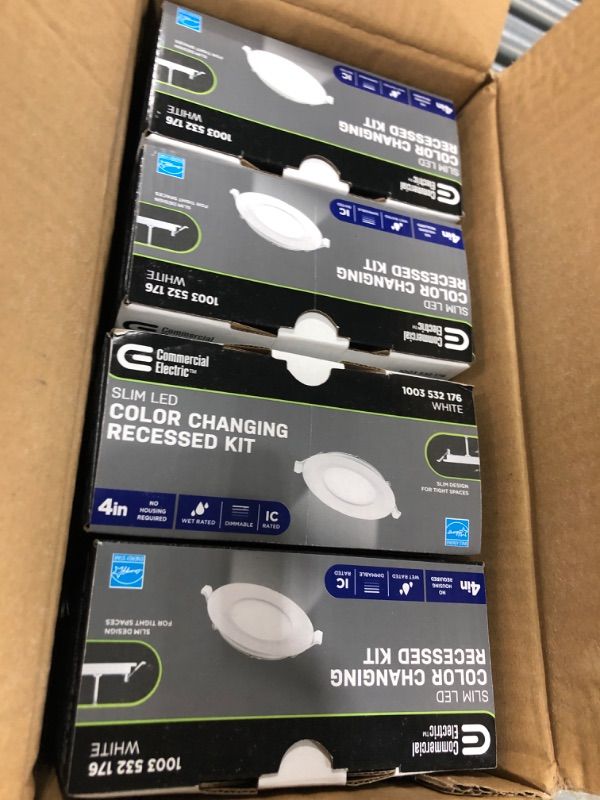 Photo 2 of 4 in. Adjustable CCT Integrated LED Canless Recessed Light Trim 650 Lumens Kitchen Bathroom Remodel Wet Rated (4-Pack)
