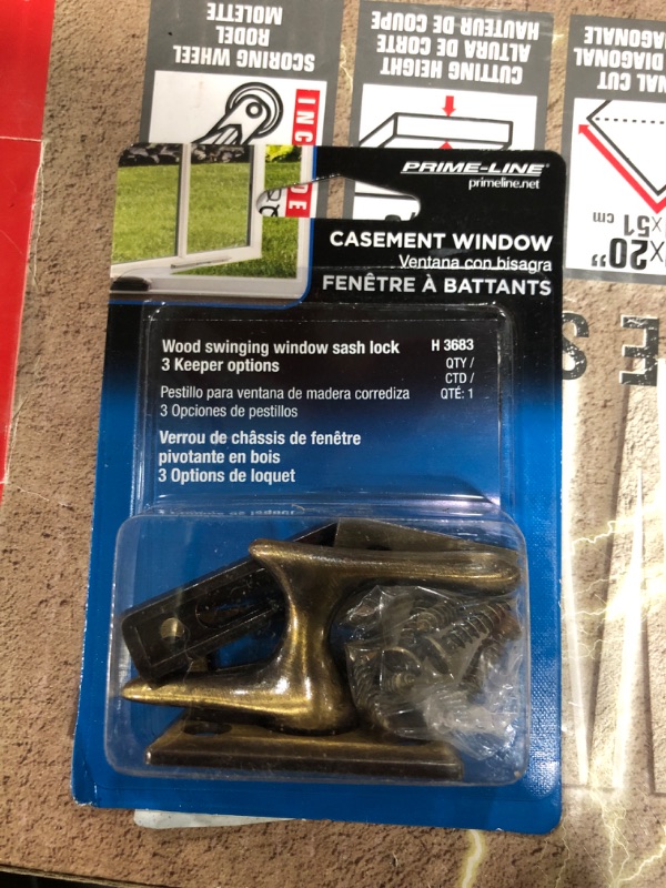 Photo 2 of 1-7/8 in. Diecast and Steel Antique Brass Plated Casement Window Sash Lock with Strikes for 3 Different Applications

