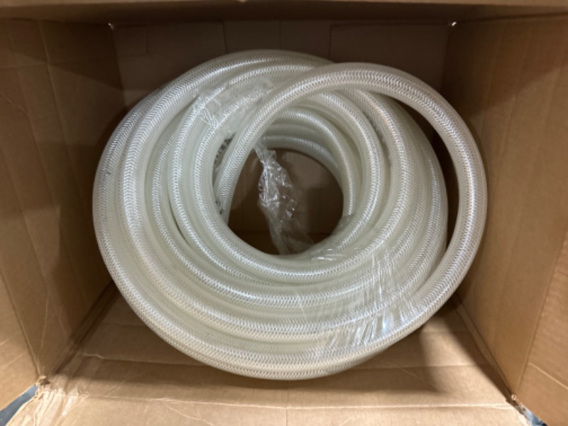 Photo 2 of 3/4" ID x 50 Ft High Pressure Braided Clear PVC Vinyl Tubing Flexible Vinyl Tube, Heavy Duty Reinforced Vinyl Hose Tubing, BPA Free and Non Toxic 3/4" I.D. 50 Feet