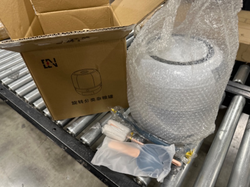 Photo 1 of Rotating Rice And Grain Dispenser?360°Rotating Food Dispenser 28lbs,8.2 Qt Round Grain Dispenser Moisture-Proof,6 Grid Rice And Grain Storage Container With Sealed Lid ,Kitchen Grain Storage Container For Small Grains?Rice?Beans, Peanut?Barley?Millet,Larg