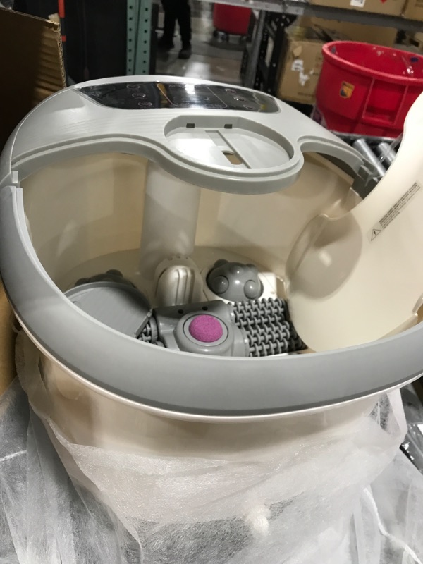 Photo 2 of ACEVIVI Foot Spa Bath Massager with Heat, Temperature Control, Motorized Pumice Stone, Red Light, and Bubbles, Pedicure Foot Spa with Timer, Automatic Massage Rollers for Feet Stress Relief, Grey