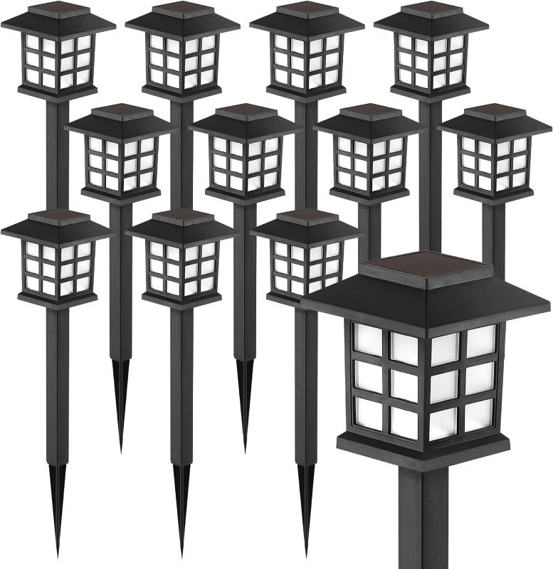 Photo 1 of  Solar Outdoor Lights,12 Pack LED Solar Lights Outdoor Waterproof, Solar Walkway Lights Maintain 10 Hours of Lighting for Your Garden, Landscape, Path, Yard, Patio, Driveway